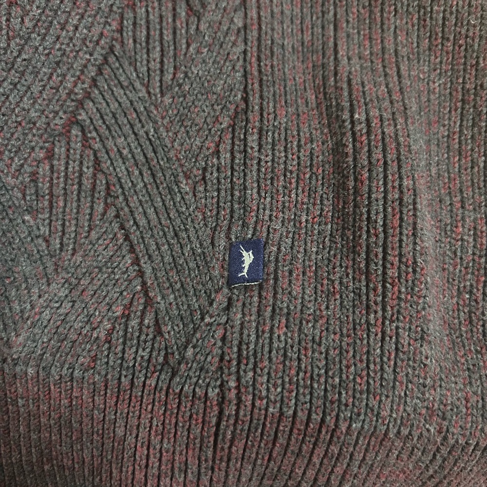 Tommy Bahama Dark Gray n Burgundy Quarter Zip-Up Men Sweater Size Large - Picture 9 of 11